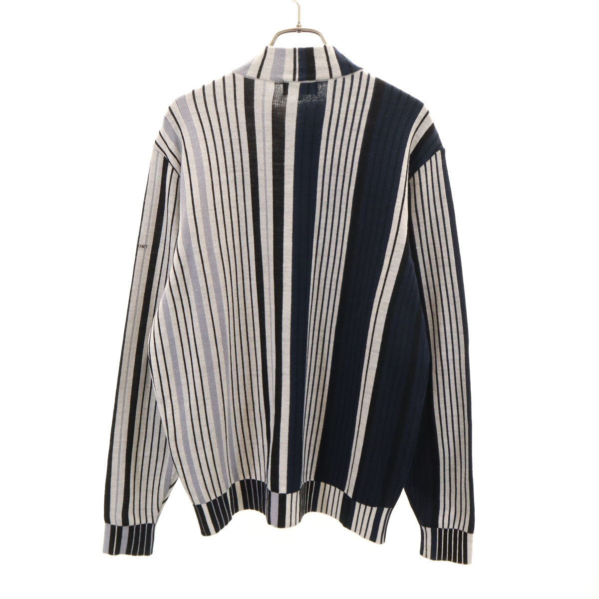 LANVIN SPORT ランバン スポーツ 日本製 ストライプ柄 ジップ ニットジャケット 40 ネイビー系 メンズ