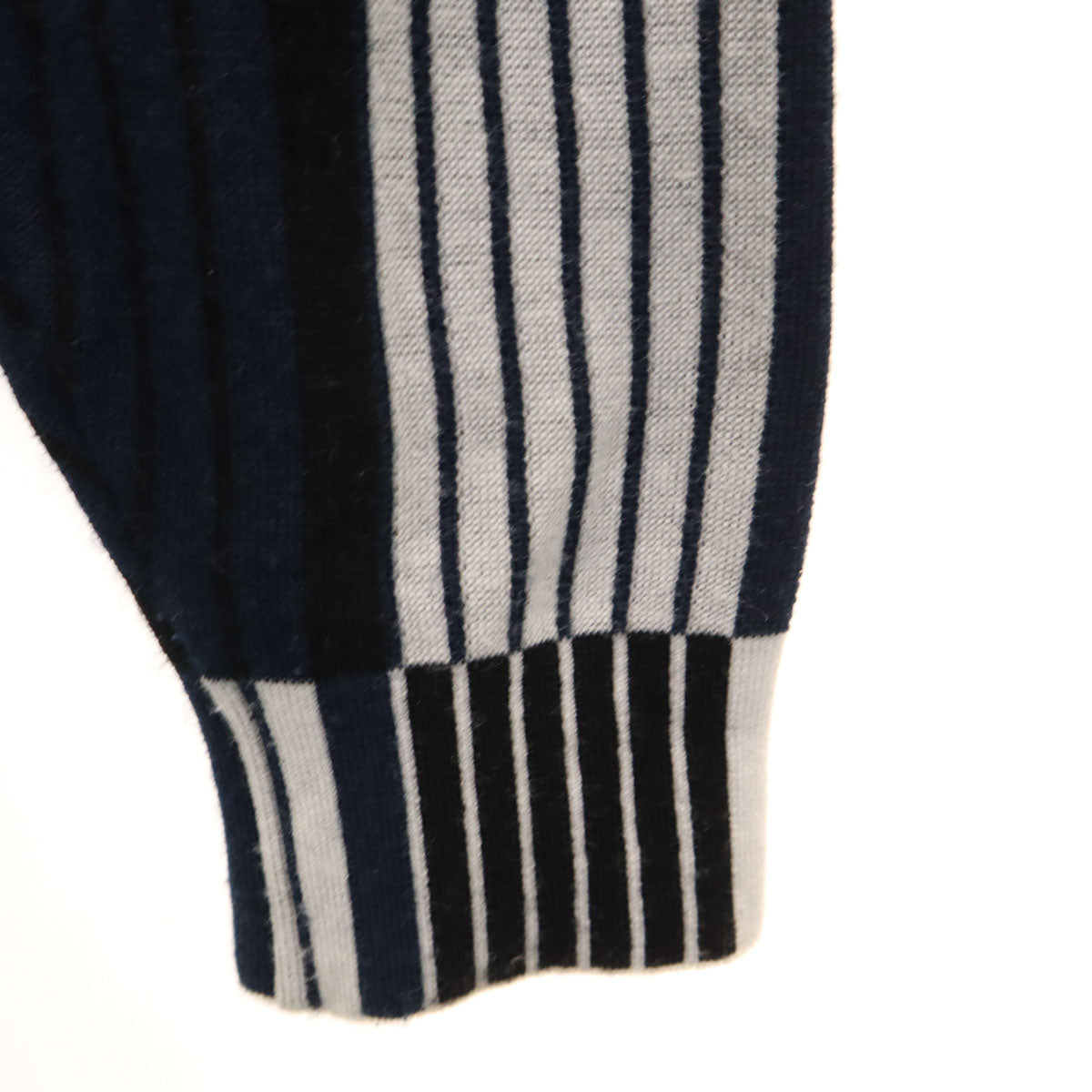 LANVIN SPORT ランバン スポーツ 日本製 ストライプ柄 ジップ ニットジャケット 40 ネイビー系 メンズ