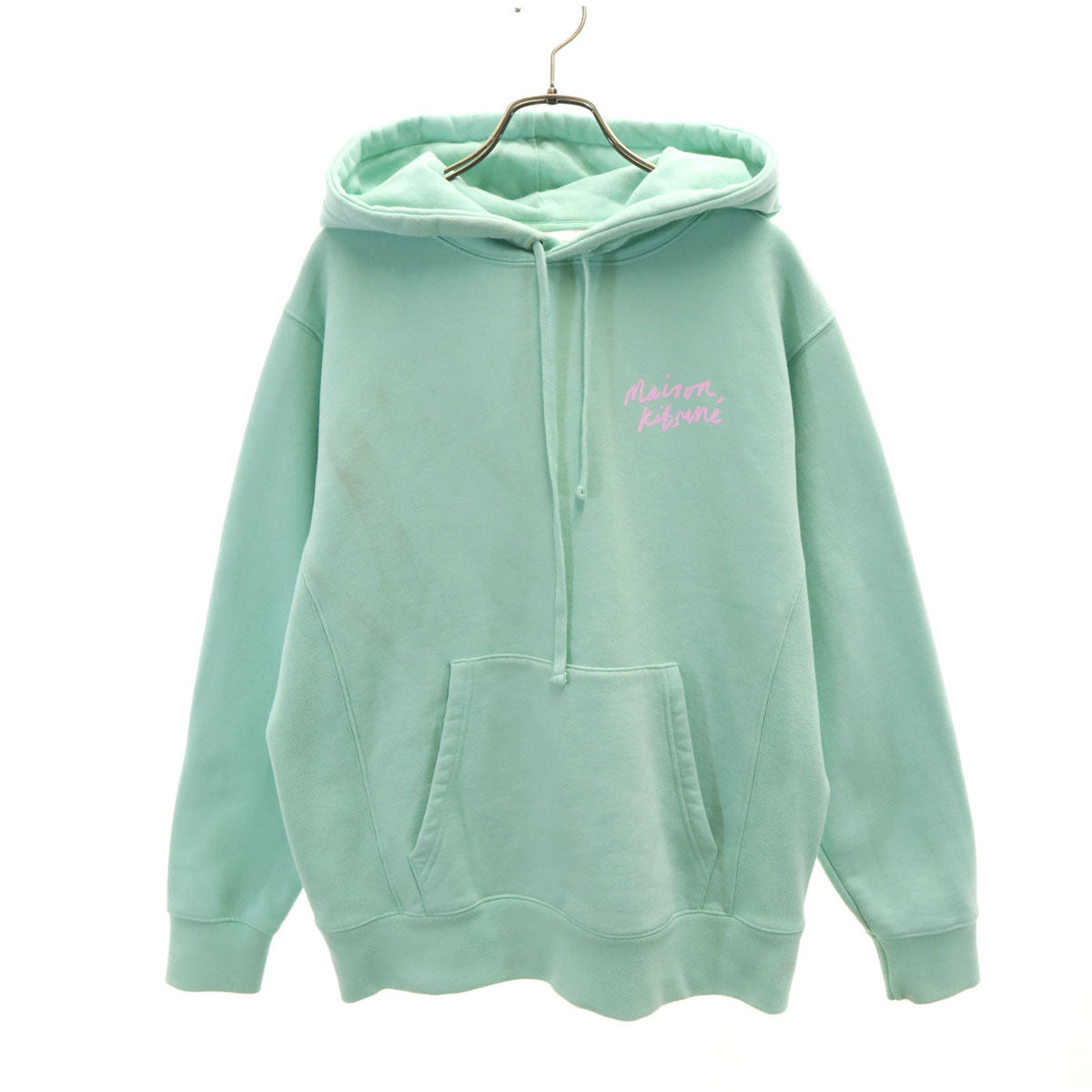 MAISON KITSUNE メゾンキツネ ポルトガル製 長袖 スウェットパーカー XS ミント 裏起毛 メンズ