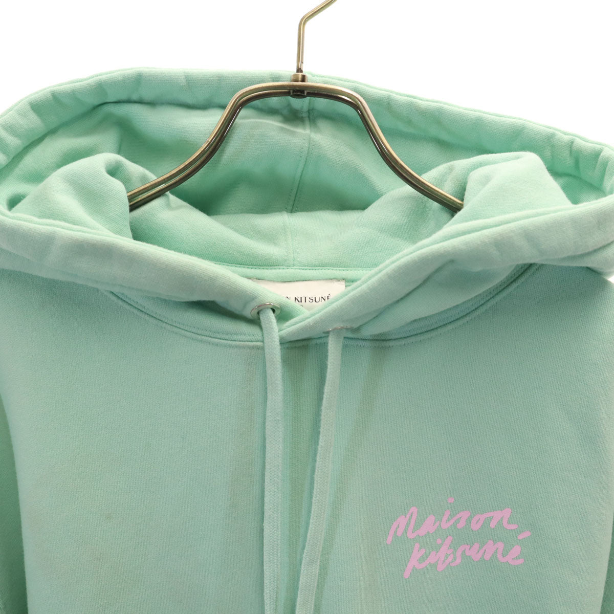 MAISON KITSUNE メゾンキツネ ポルトガル製 長袖 スウェットパーカー XS ミント 裏起毛 メンズ