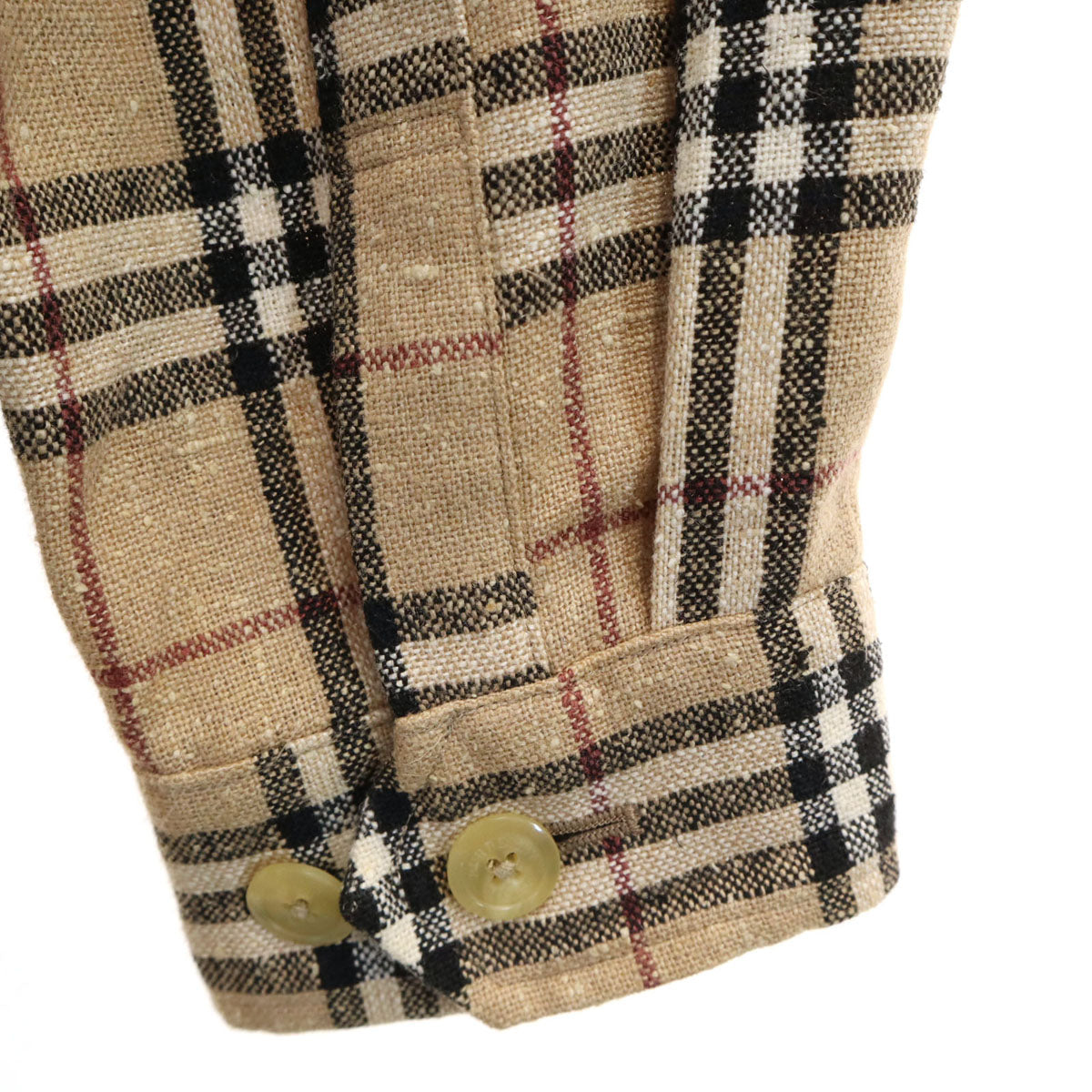 BURBERRY LONDON バーバリーロンドン 日本製 リネンブレンド ノバチェック シャツジャケット LL ベージュ 三陽商会 メンズ