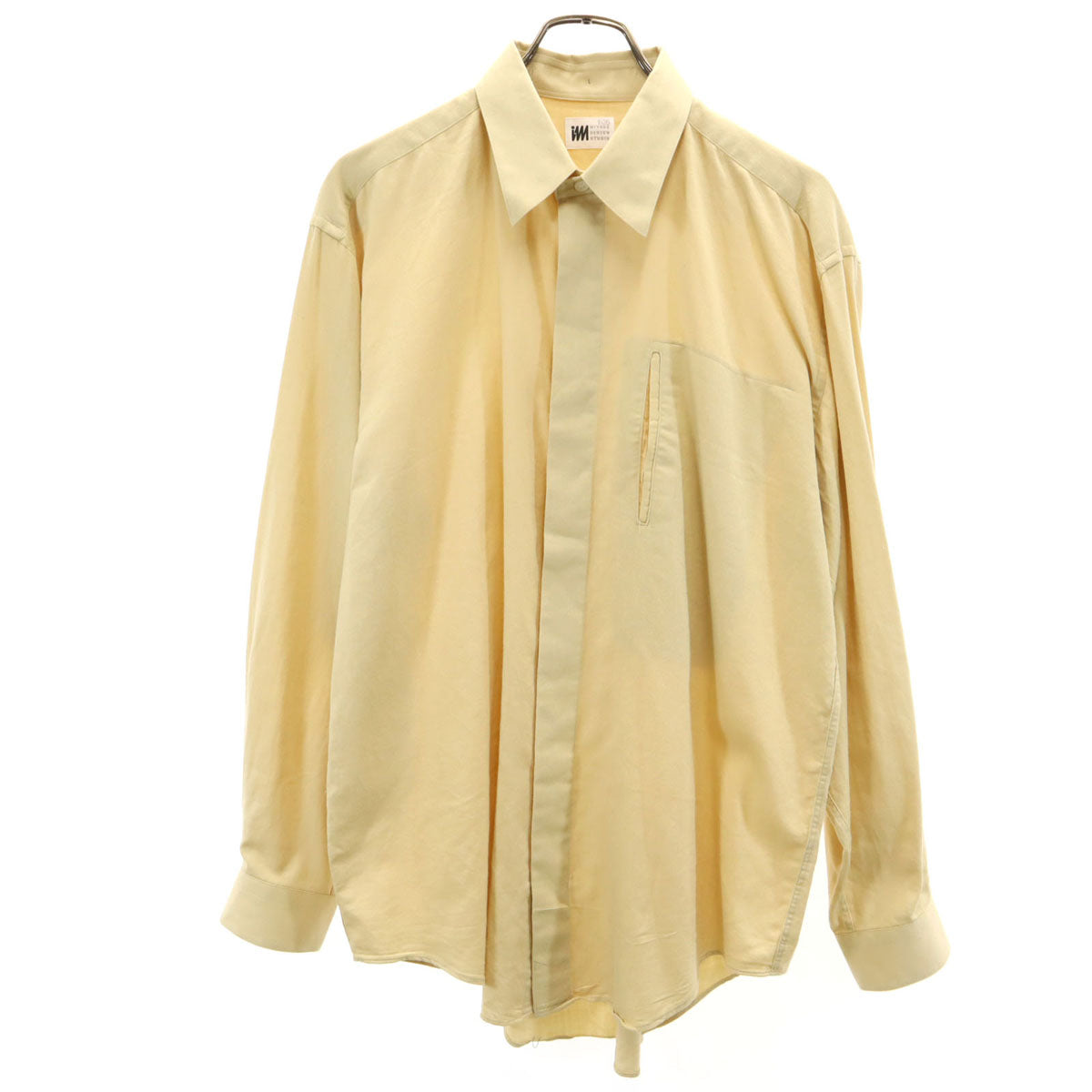 MIYAKE DESIGN STUDIO ミヤケデザインスタジオ 90s 日本製 オールド 長袖 シャツ L ベージュ イッセイミヤケ 比翼 メンズ