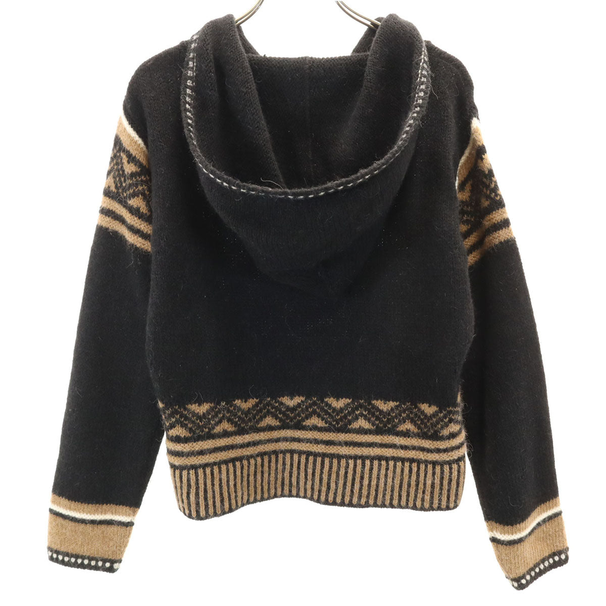 MAX MARA WEEK END LINE マックスマーラウィークエンドライン イタリア製 エスニック柄 長袖 セーター S ブラック ニット フーディー レディース