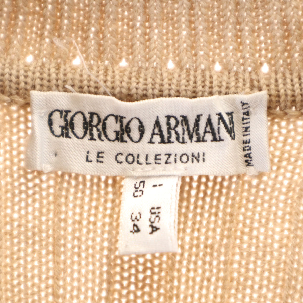 GIORGIO ARMANI LE COLLEZIONI ジョルジオアルマーニ ル コレツィオーニ 90s イタリア製 メリノウール オールド 長袖 リブ ニット 50 ベージュ セーター メンズ