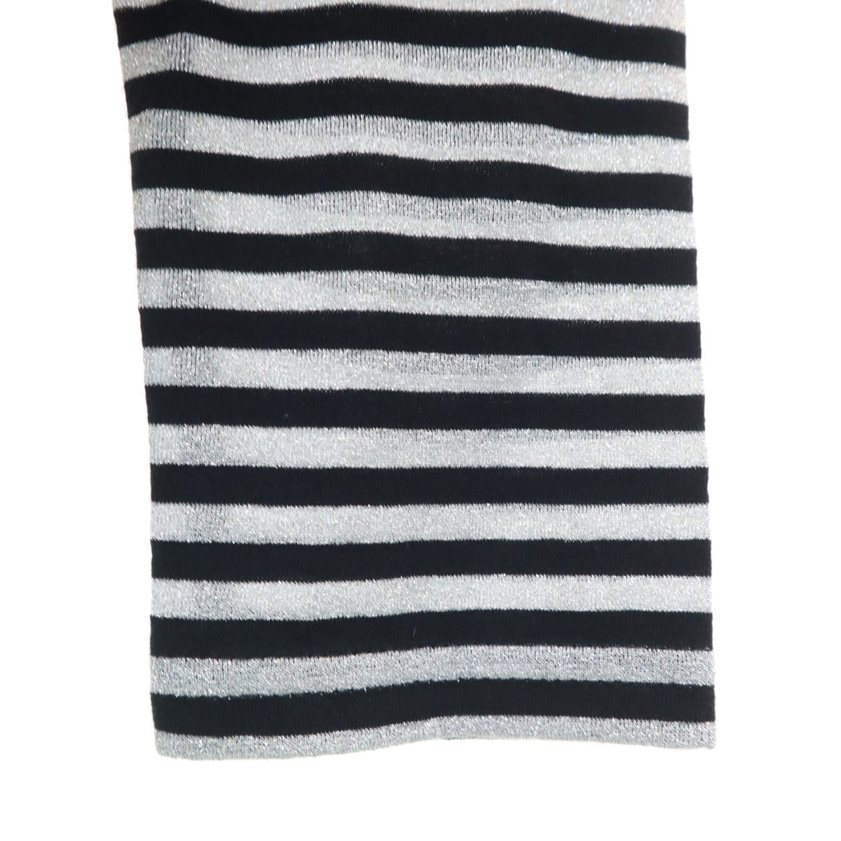 美品 HYSTERIC GLAMOUR ヒステリックグラマー 日本製 ボーダー柄 長袖 Vネック Tシャツ FREE シルバー ラメ ロンT レディース