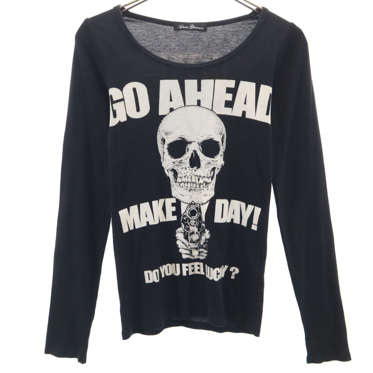 HYSTERIC GLAMOUR ヒステリックグラマー 日本製 スカル 長袖 Tシャツ FREE ブラック ロンT レディース