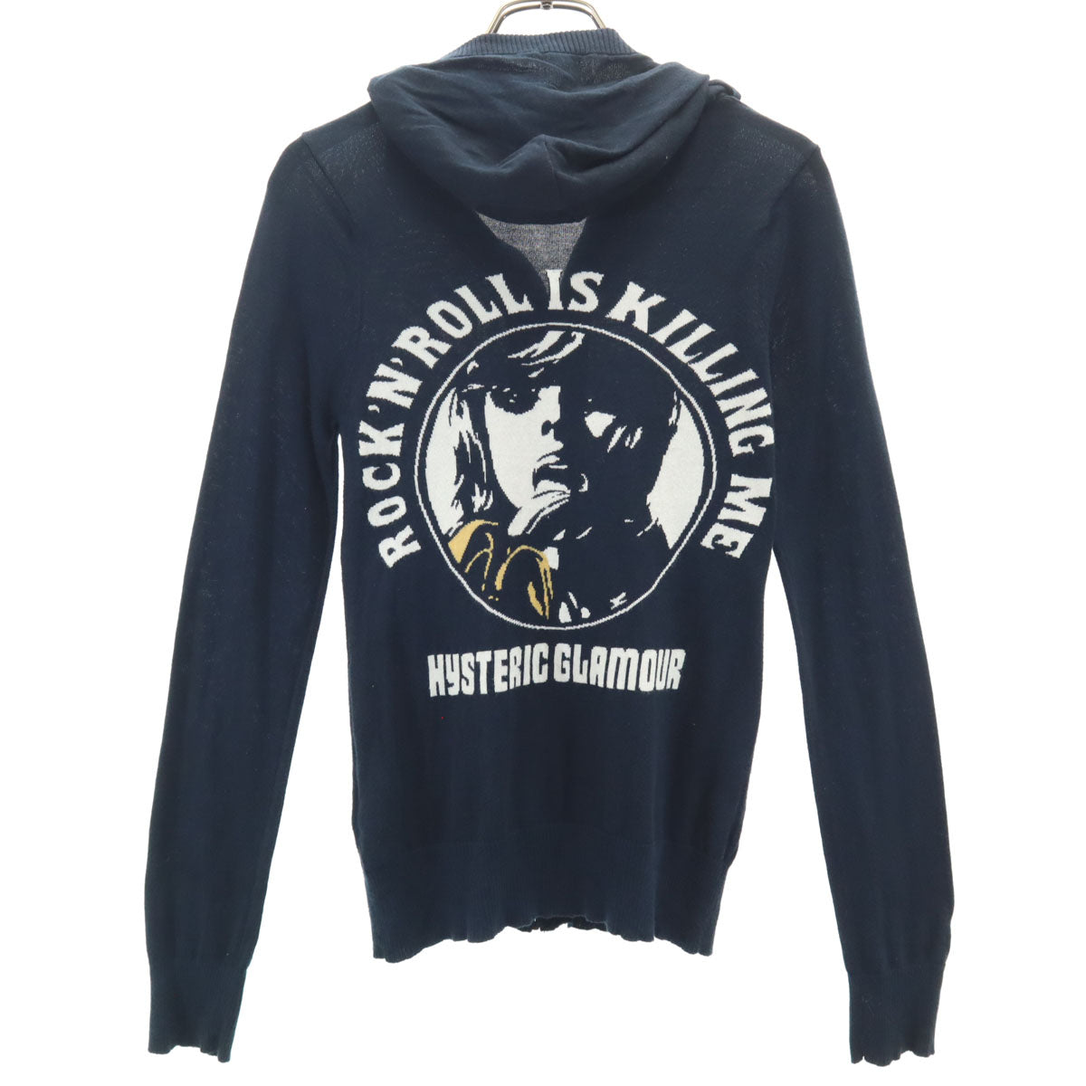 HYSTERIC GLAMOUR ヒステリックグラマー 長袖 ニット ジップパーカー FREE ネイビー レディース