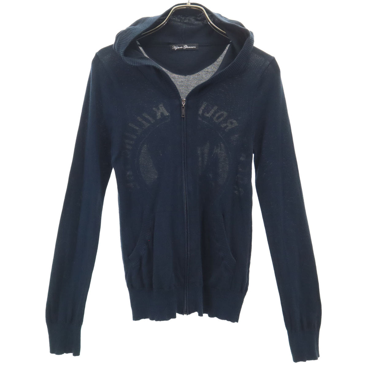 HYSTERIC GLAMOUR ヒステリックグラマー 長袖 ニット ジップパーカー FREE ネイビー レディース