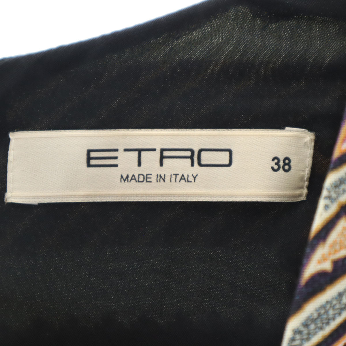 ETRO エトロ イタリア製 総柄 長袖 ワンピース 38 ブラック レディース