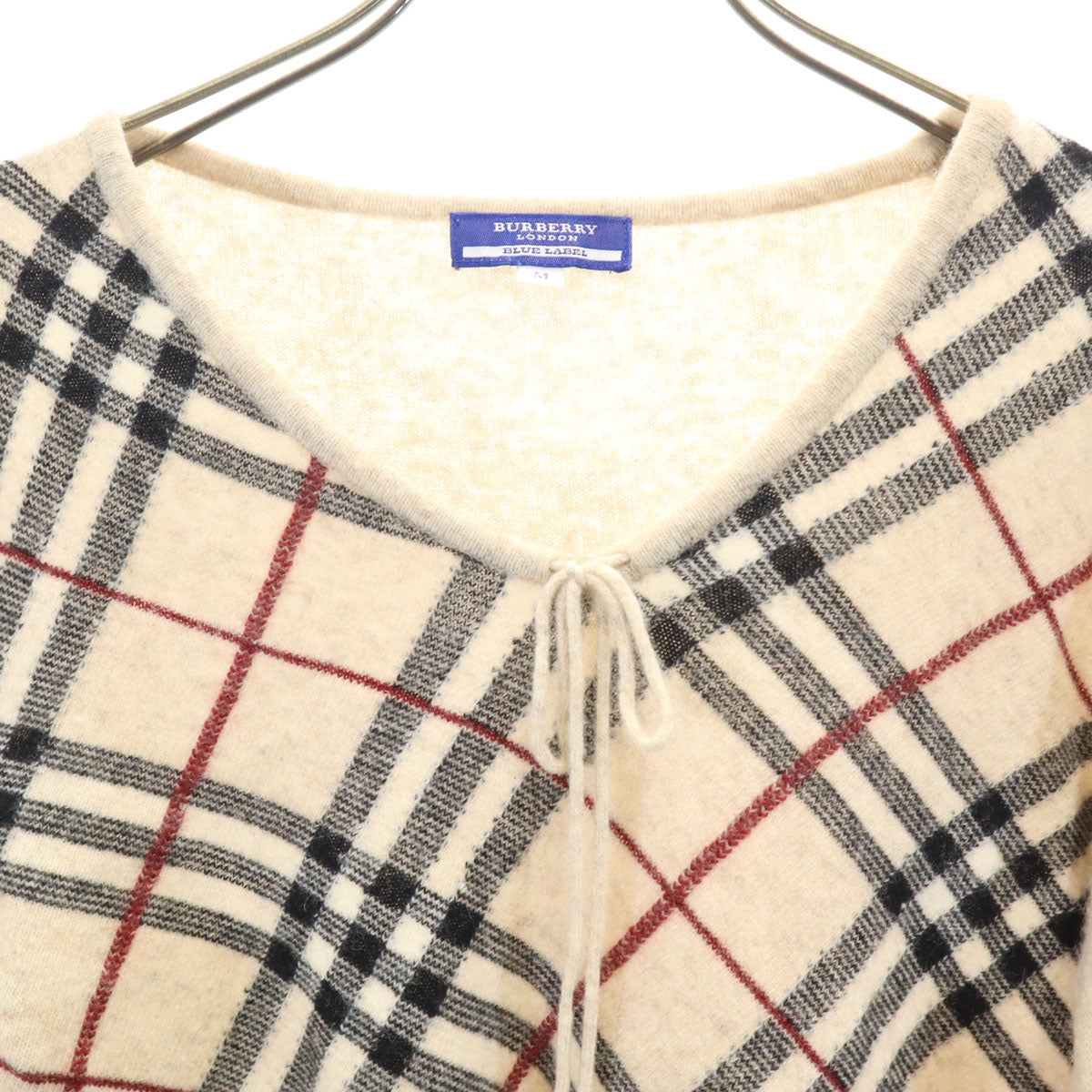 BURBERRY LONDON BLUE LABEL バーバリー ロンドン ブルーレーベル チェック柄 長袖 セーター M ベージュ 三陽商会 ニット レディース