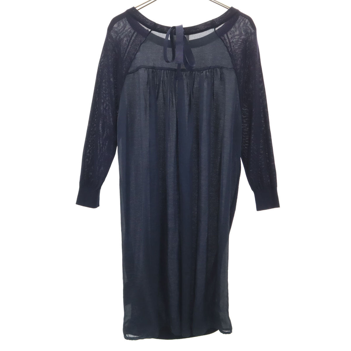 LANVIN en Bleu ランバンオンブルー 長袖 ニット ワンピース 38 ネイビー レディース