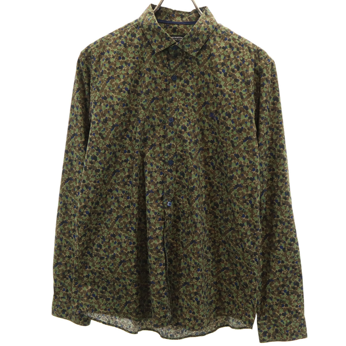 BURBERRY BLACK LABEL バーバリーブラックレーベル 総柄 長袖 コットンシャツ 3 カーキ 三陽商会 メンズ