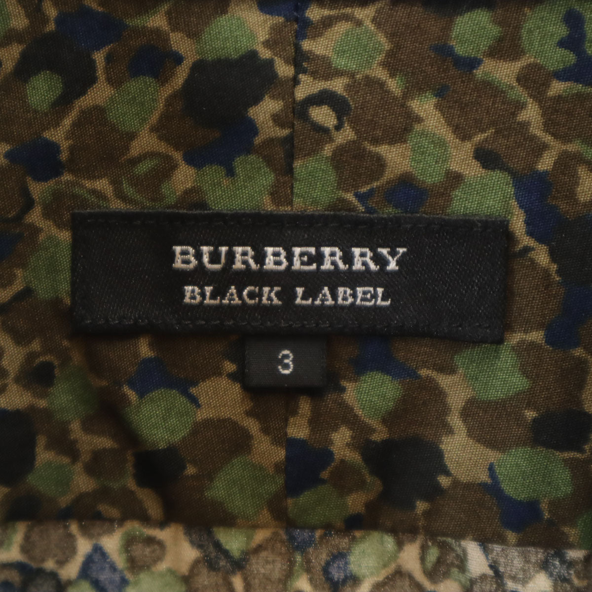 BURBERRY BLACK LABEL バーバリーブラックレーベル 総柄 長袖 コットンシャツ 3 カーキ 三陽商会 メンズ