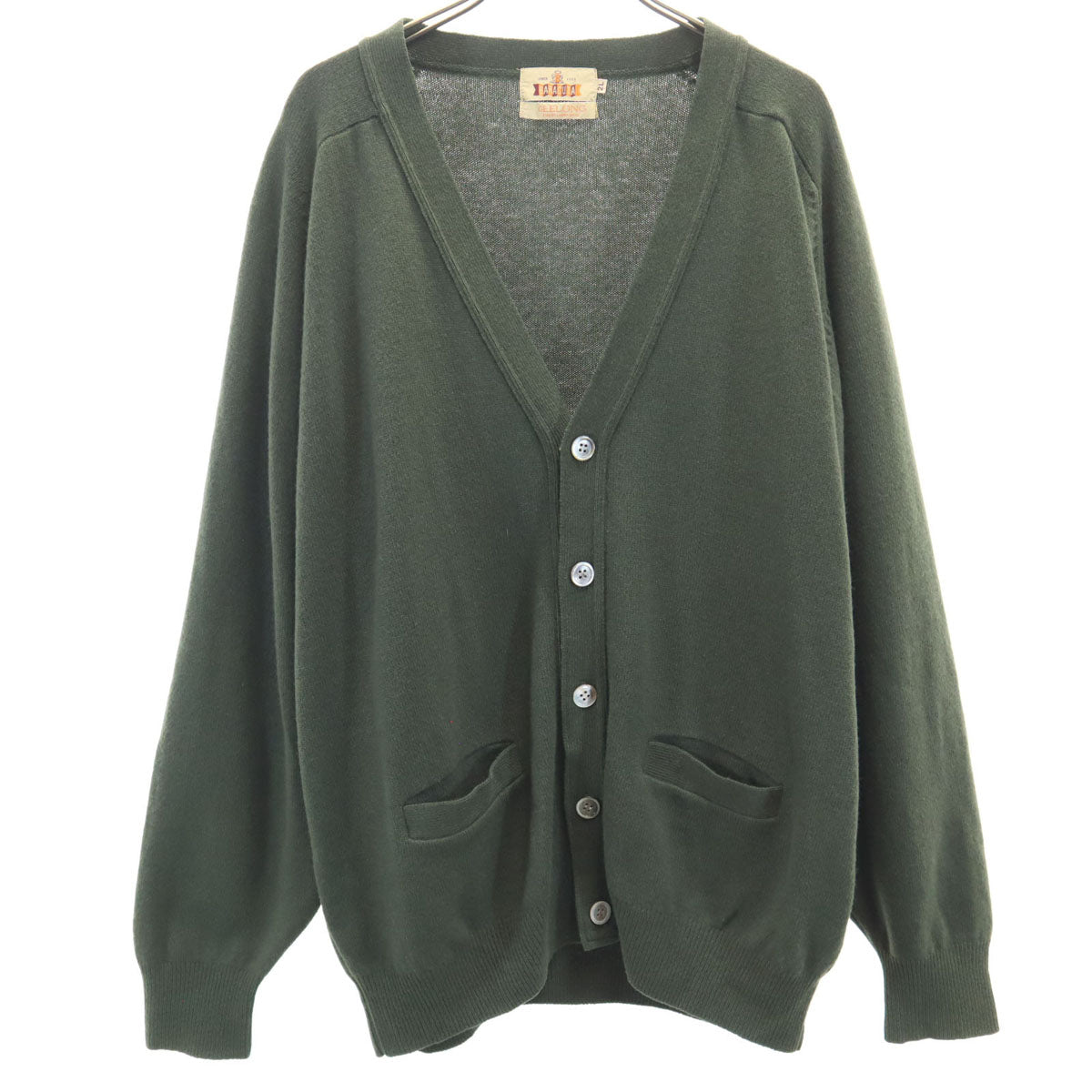 BARACUTA バラクータ 長袖 Vネック ニットカーディガン 2L カーキ メンズ