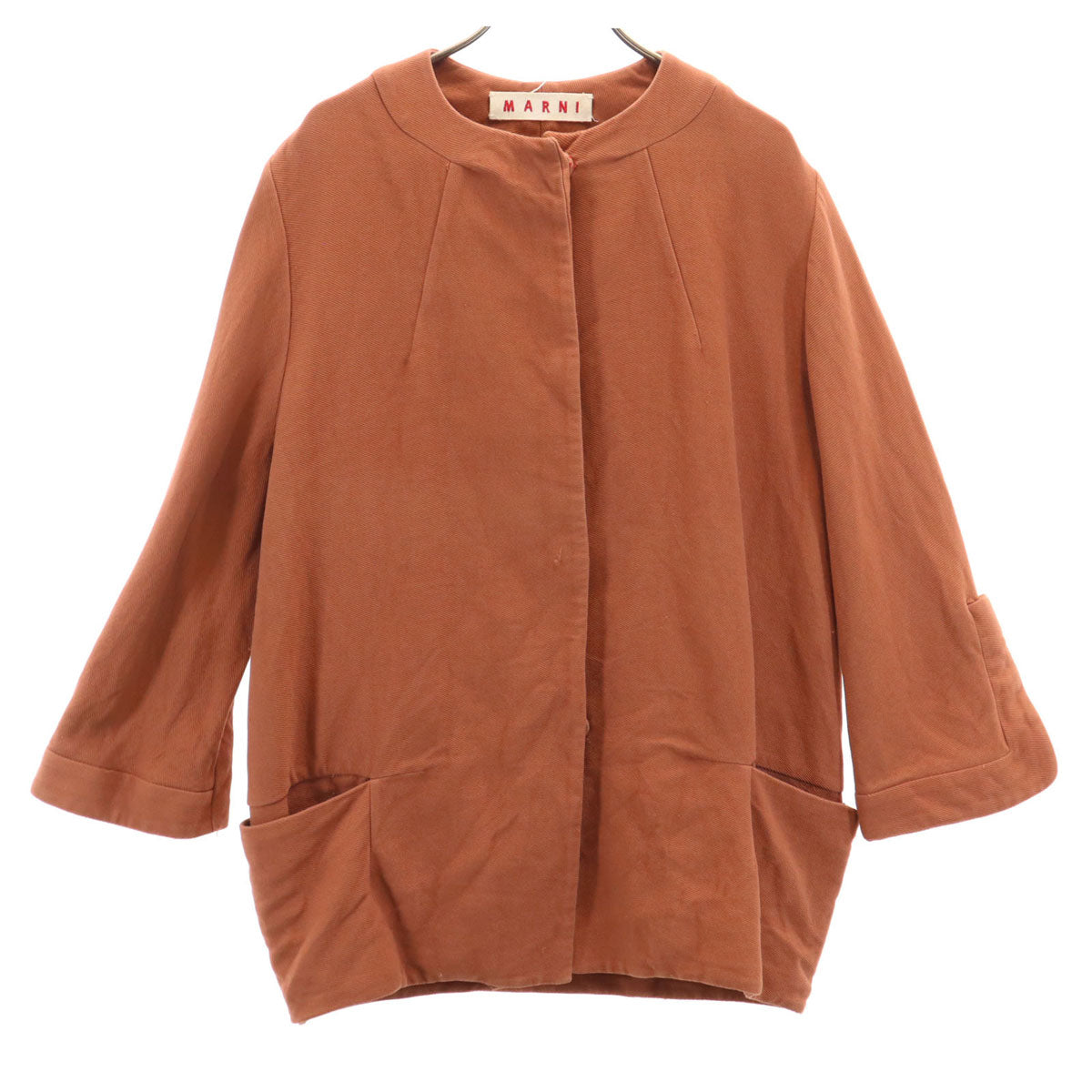 MARNI マルニ イタリア製 ノーカラージャケット 40 レンガ色 レディース