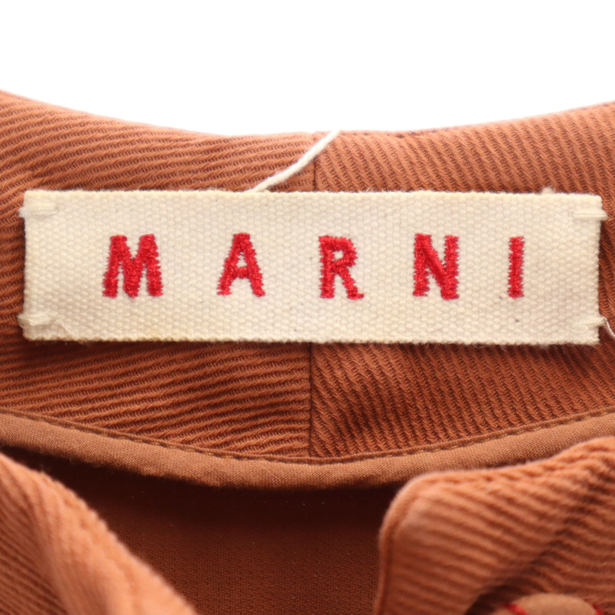 MARNI マルニ イタリア製 ノーカラージャケット 40 レンガ色 レディース