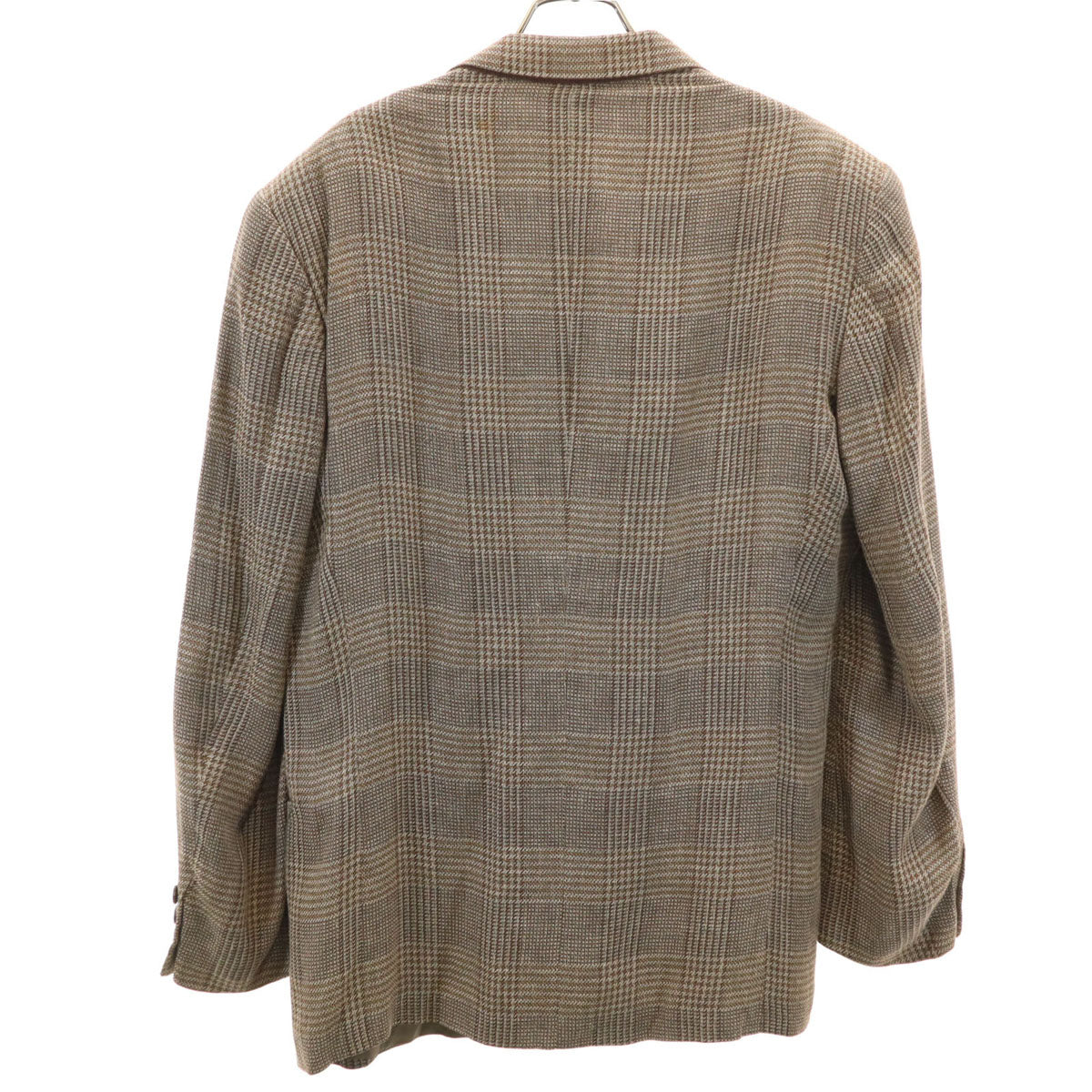 Emporio Armani エンポリオアルマーニ 90s イタリア製 リネンブレンド オールド チェック柄 テーラードジャケット 48 ブラウン メンズ