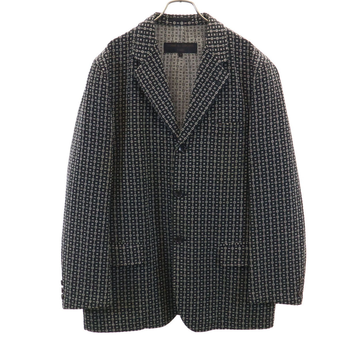 COMME des GARCONS HOMME コムデギャルソンオム 2000年 00s 日本製 オールド 総柄 テーラードジャケット M ブラック メンズ