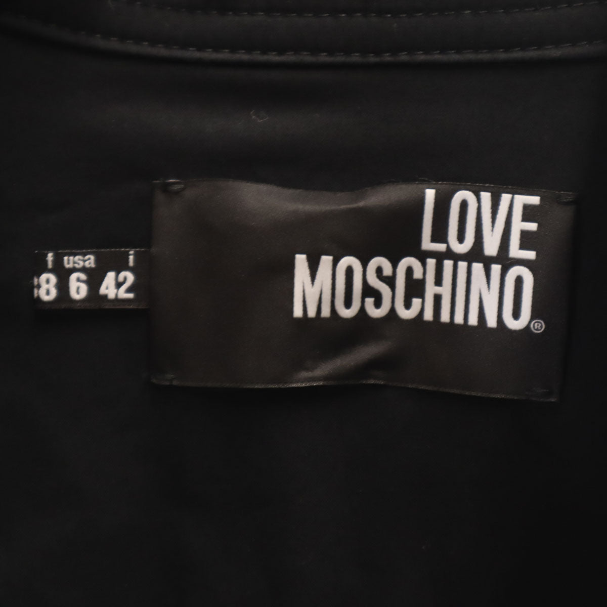 LOVEMOSCHINO ラブモスキーノ イタリア製 レースプリント シングルライダースジャケット 42 ブラック レディース