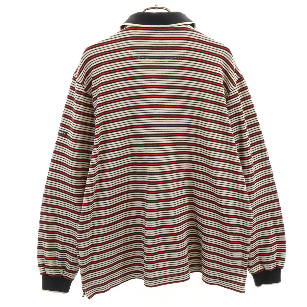 BURBERRY GOLF バーバリーゴルフ ボーダー柄 長袖 ポロシャツ L アイボリー メンズ