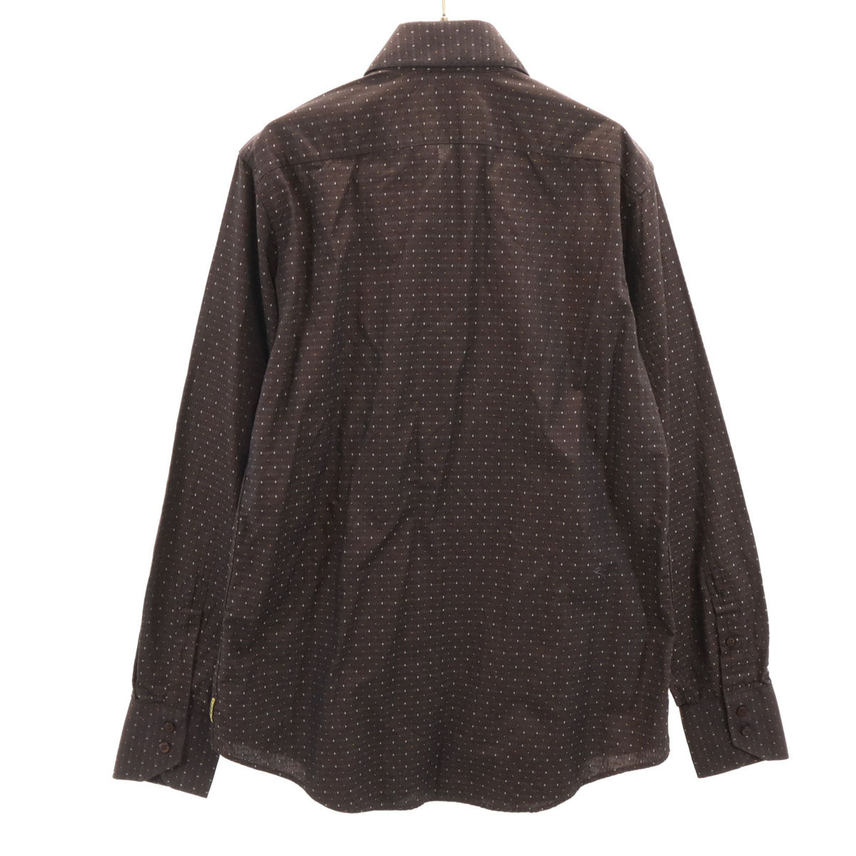 未使用 ARMANI JEANS アルマーニジーンズ イタリア製 総柄 長袖 ボタンダウンシャツ L ブラウン メンズ