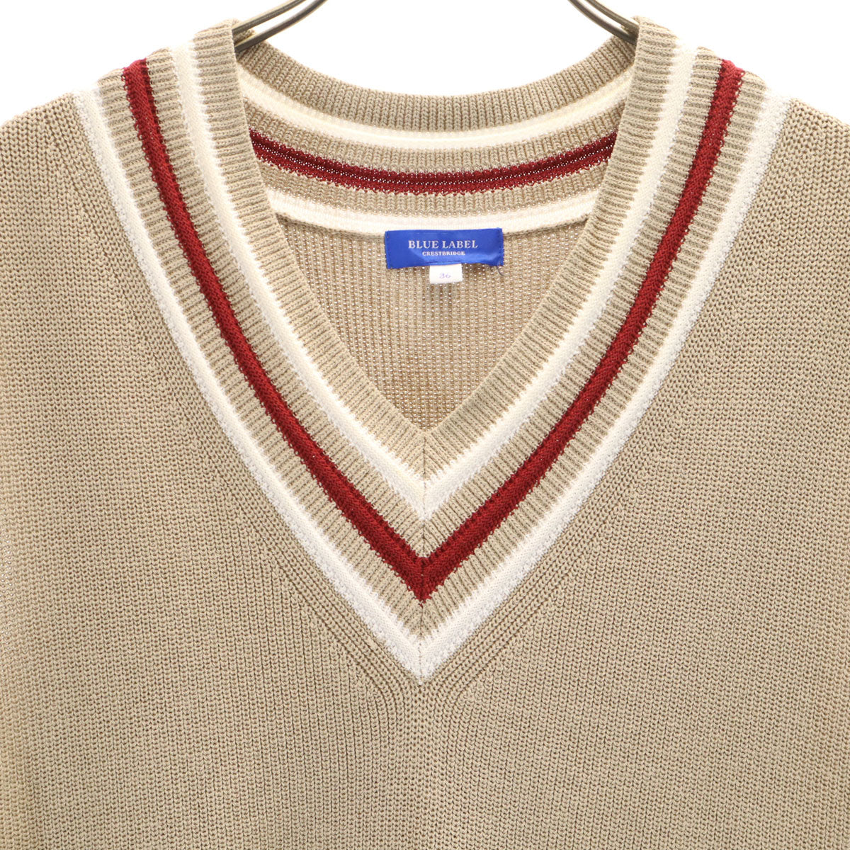 BLUE LABEL CRESTBRIDGE ブルーレーベルクレストブリッジ Vネック ニットベスト 36 ベージュ レディース