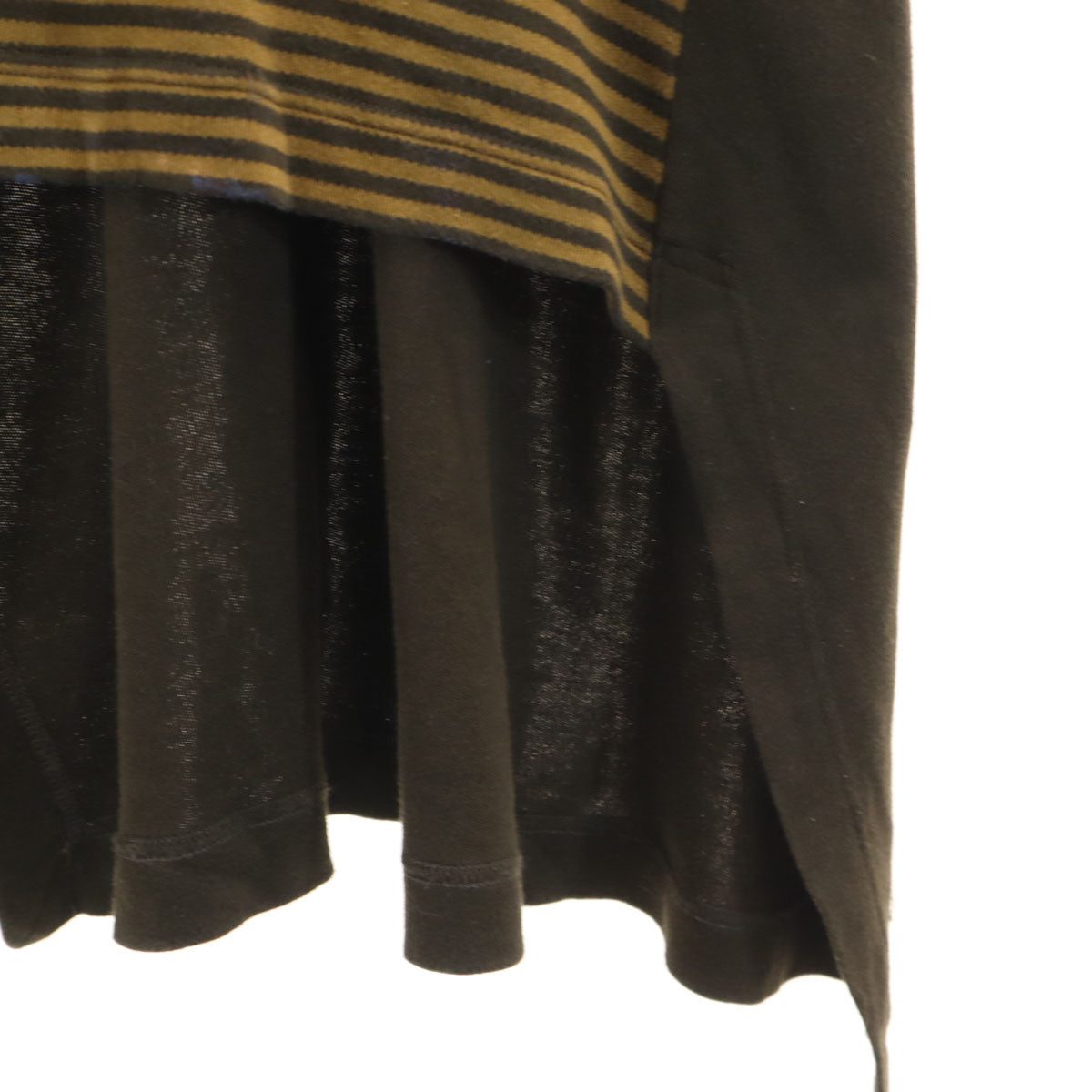 ISSEY MIYAKE PwRMANwNTw イッセイミヤケ ペルマネンテ 90s 日本製 オールド ボーダー柄 長袖 カットソー M カーキブラウン レディース