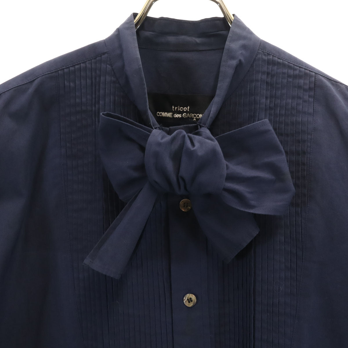 tricot COMME des GARCONS トリココムデギャルソン 90s オールド 長袖 プルオーバー シャツ ネイビー レディース