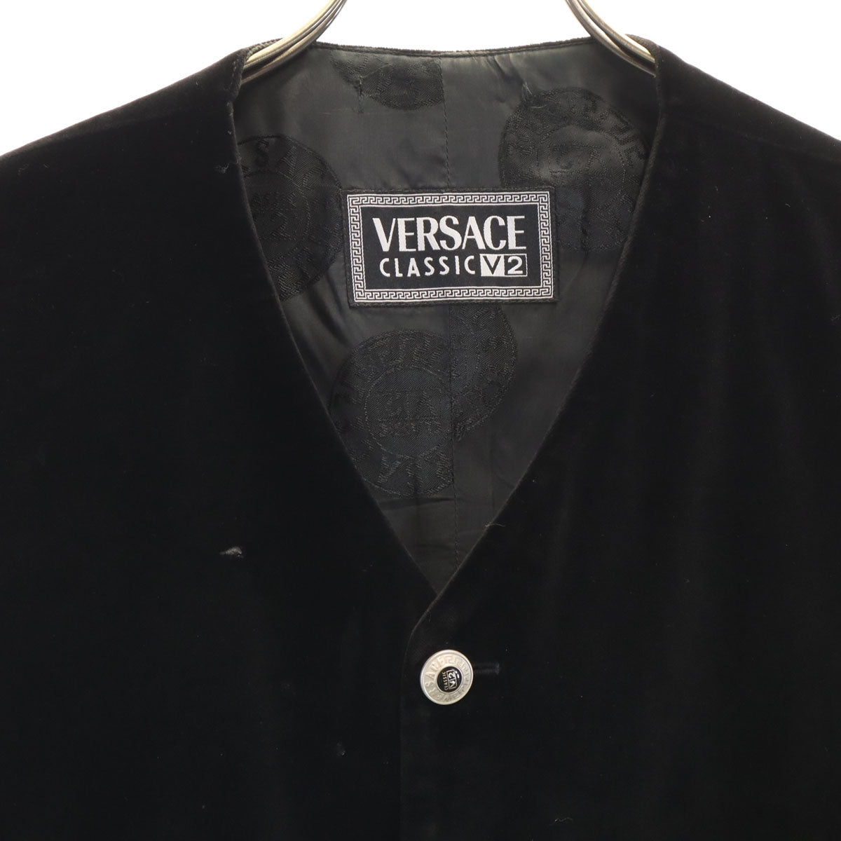 VERSACE CLASSIC V2 ヴェルサーチ クラシック V2 イタリア製 ベロア ジレベスト 52 ブラック メンズ