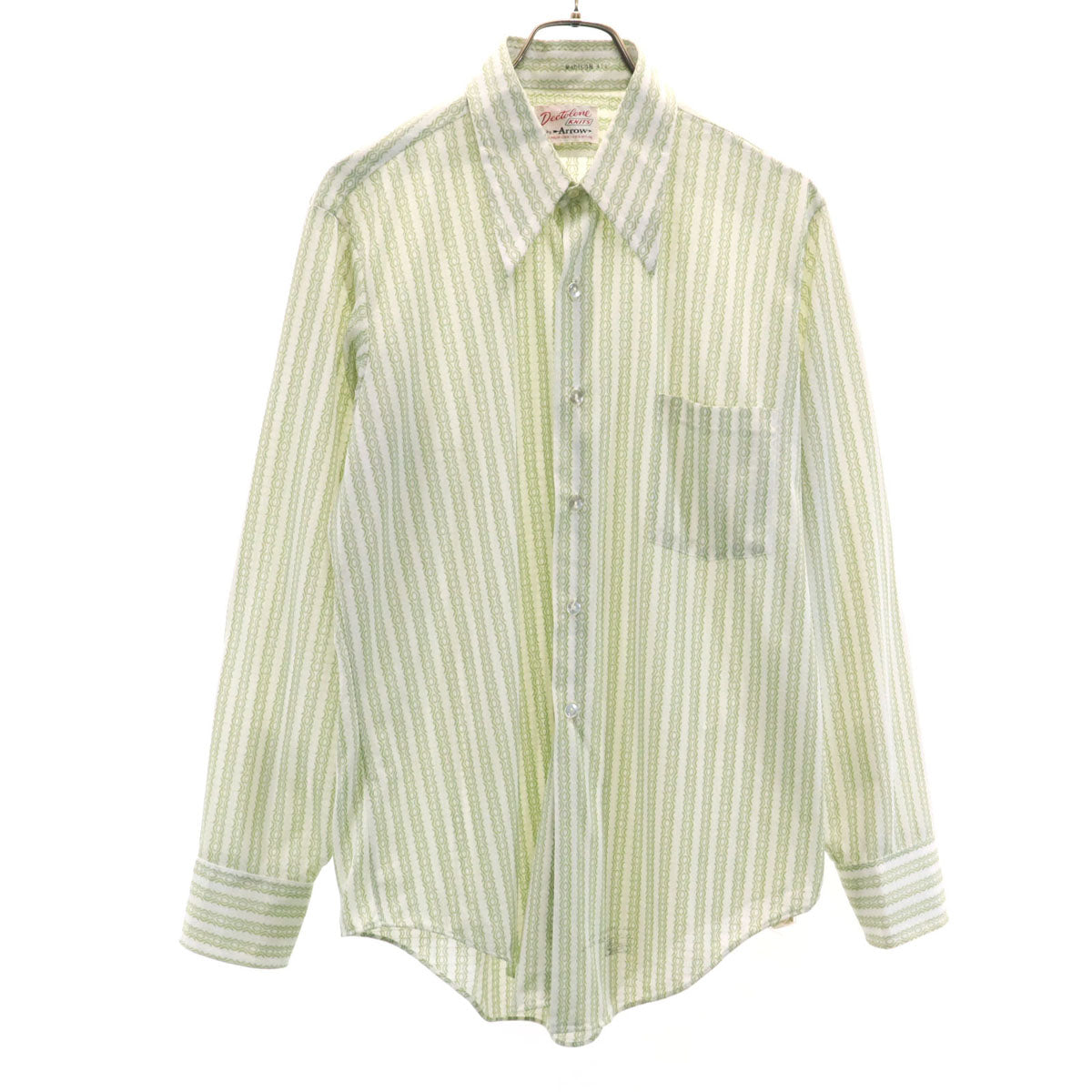 ARROW アロー 70s ヴィンテージ 総柄 長袖 シャツ 16-34 ホワイト メンズ