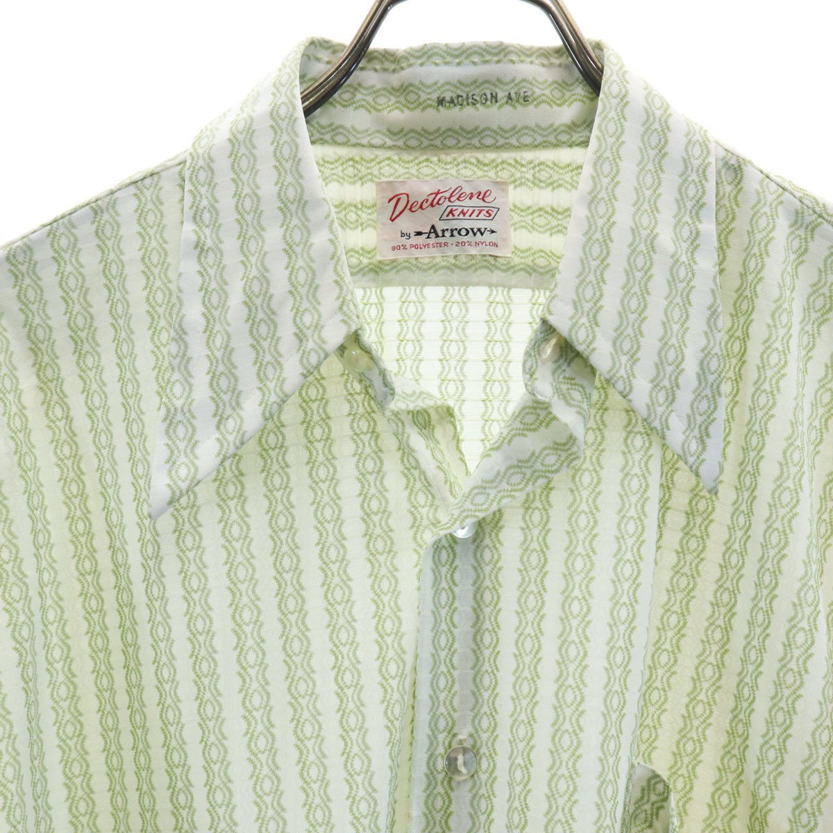 ARROW アロー 70s ヴィンテージ 総柄 長袖 シャツ 16-34 ホワイト メンズ