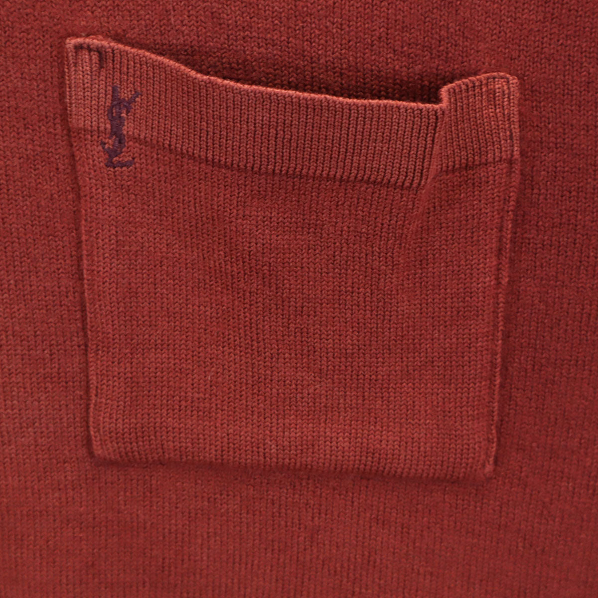 YVES SAINT LAURENT イヴサンローラン 90s オールド 長袖 ポロ ニット L レンガ色 セーター メンズ