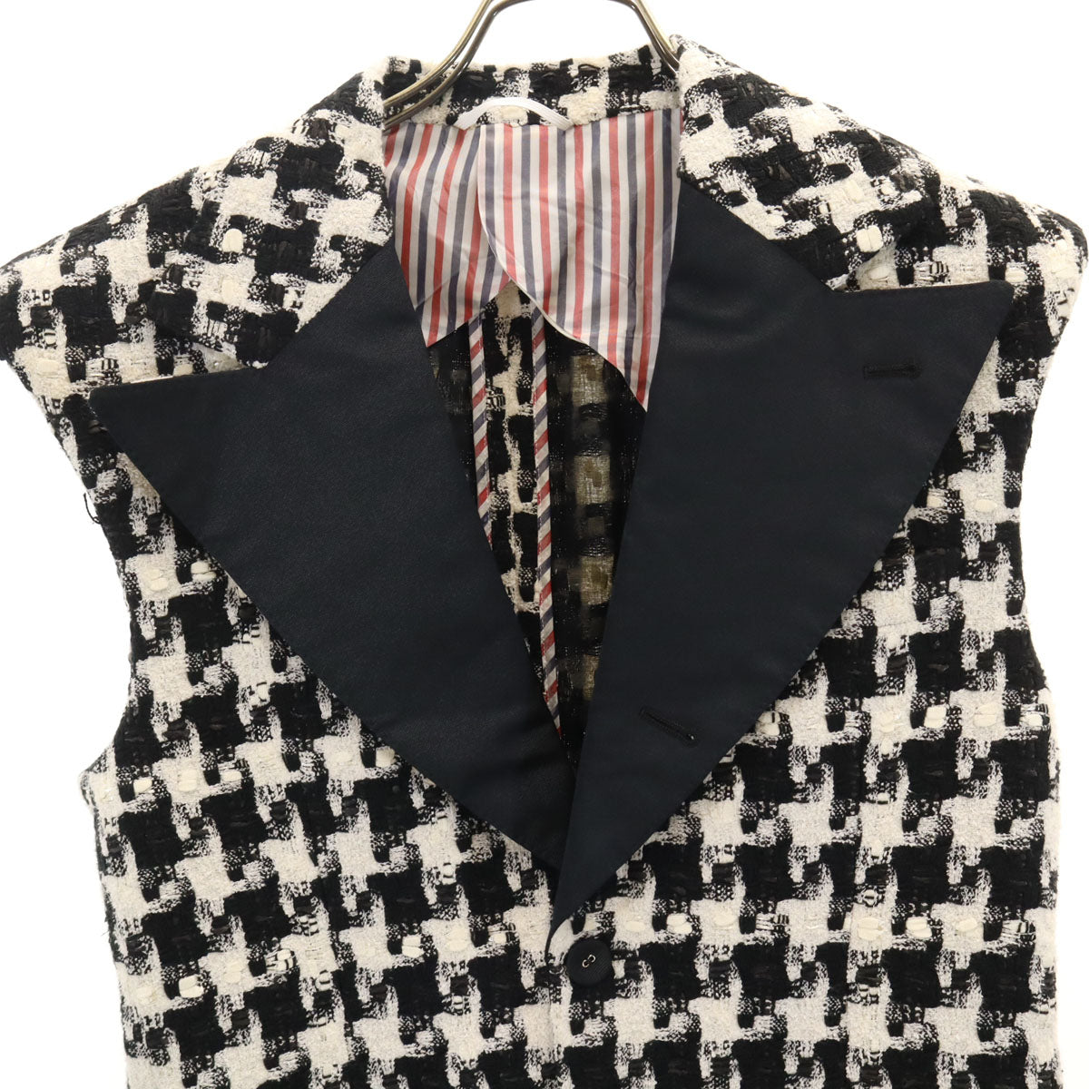 THOM BROWNE トムブラウン 日本製 総柄 ベスト 0 ブラック レディース