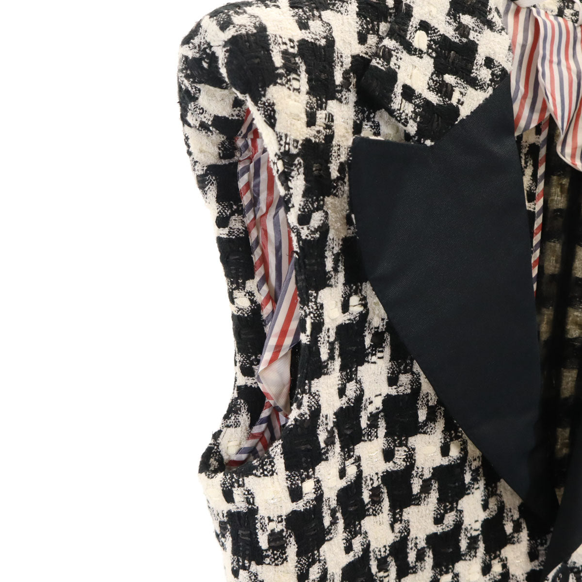 THOM BROWNE トムブラウン 日本製 総柄 ベスト 0 ブラック レディース