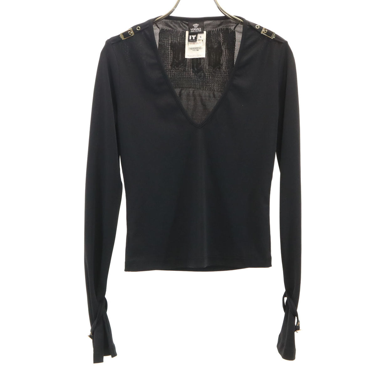 VERSACE JEANS COUTURE ヴェルサーチ ジーンズ クチュール イタリア製 長袖 カットソー S ブラック レディース