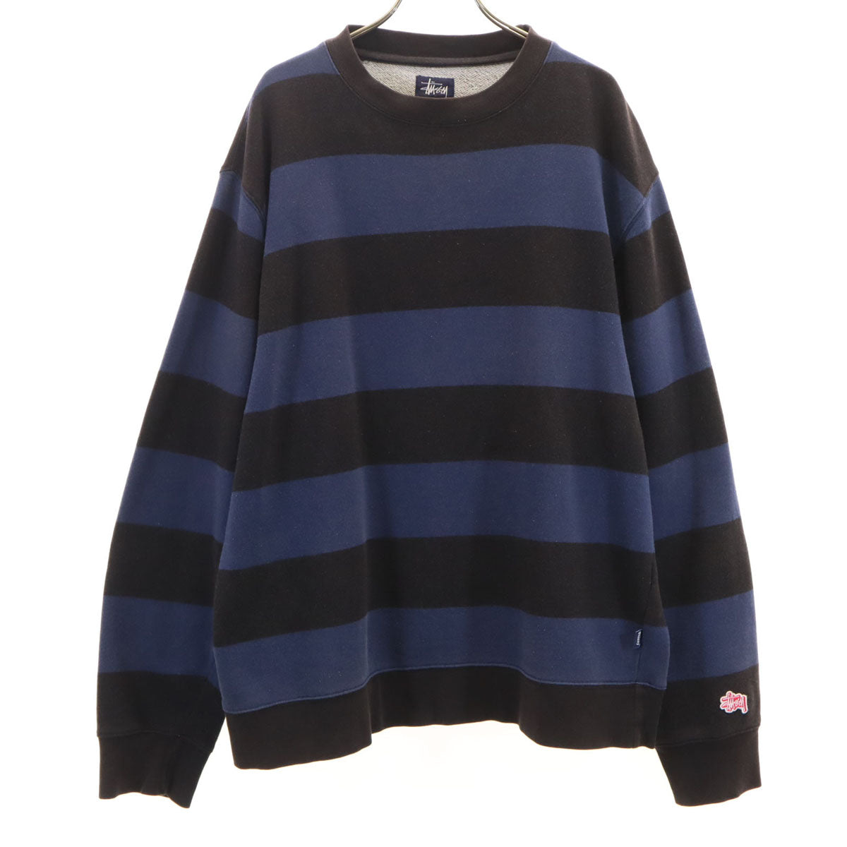 STUSSY ステューシー 00s 紺タグ ボーダー柄 長袖 スウェット トレーナー M ネイビー メンズ