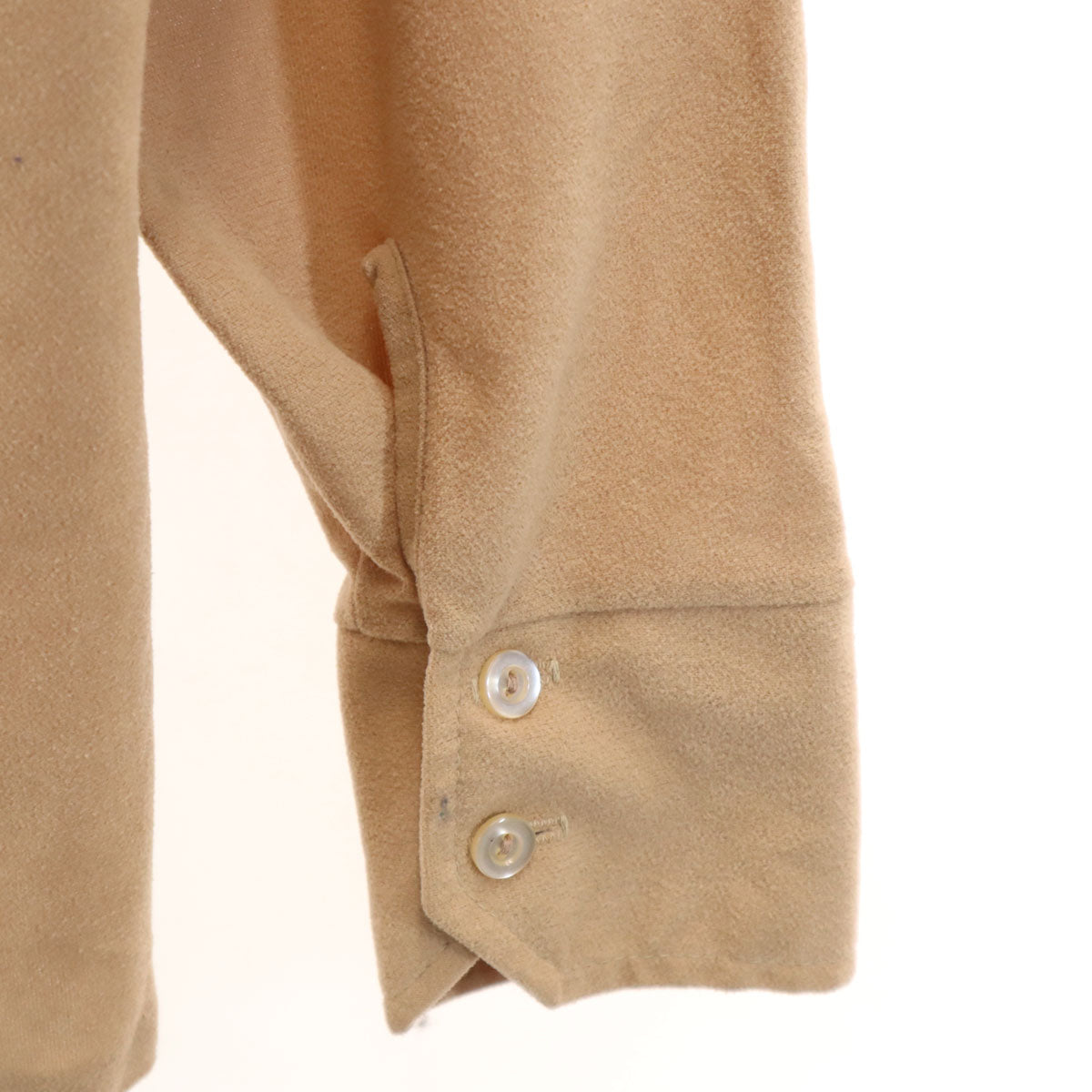 V’aboure 70s ヴィンテージ 長袖 スキッパーカラー シャツ M ベージュ メンズ