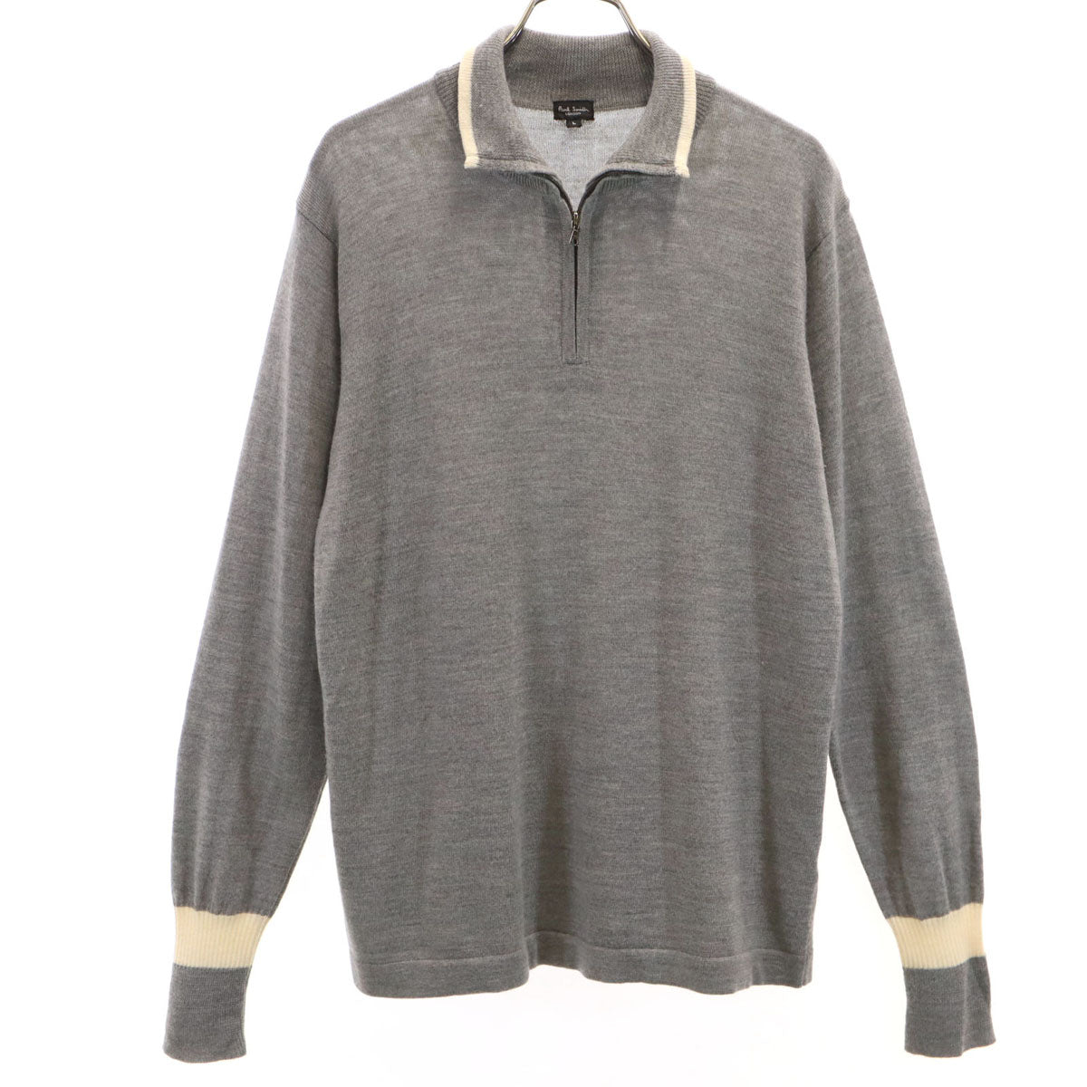 Paul Smith LONDON ポールスミスロンドン 長袖 ハーフジップ ニット L グレー セーター メンズ