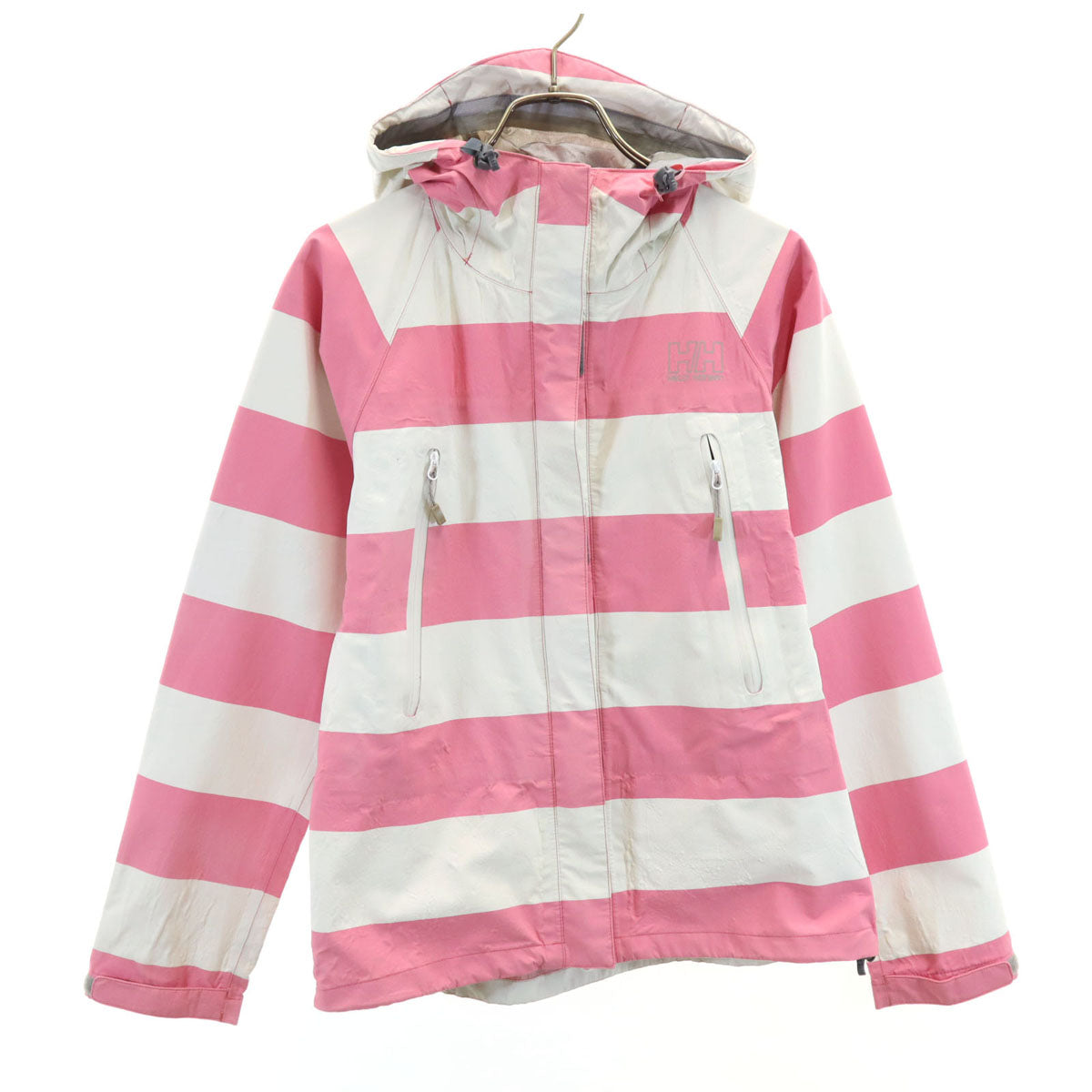 HELLY HANSEN ヘリーハンセン ボーダー柄 ジップジャケット M ピンク系 防水 レディース