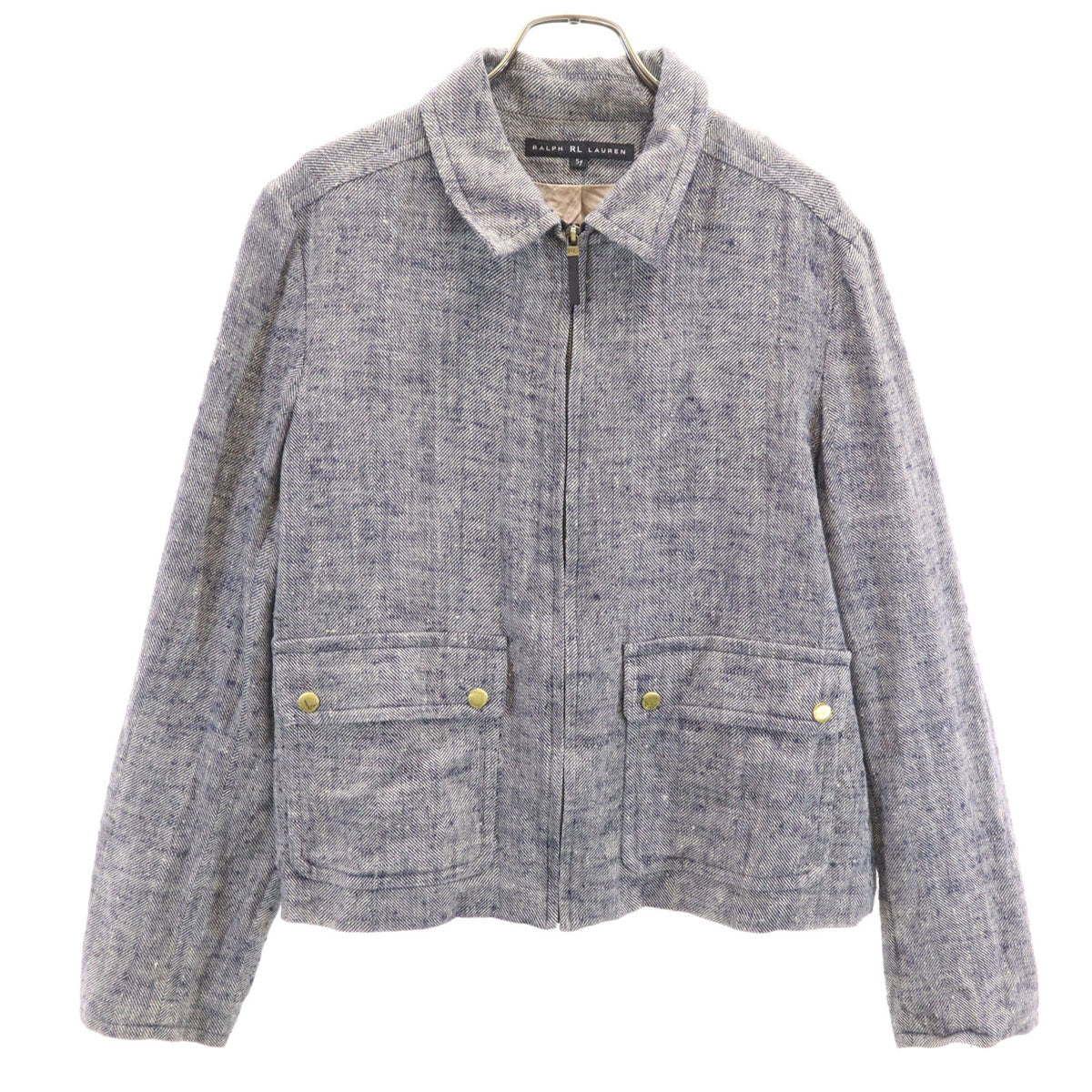 RALPH RL LAUREN ラルフアールエルローレン 日本製 シルクブレンド ジップジャケット 5F グレー インパクト21 レディース