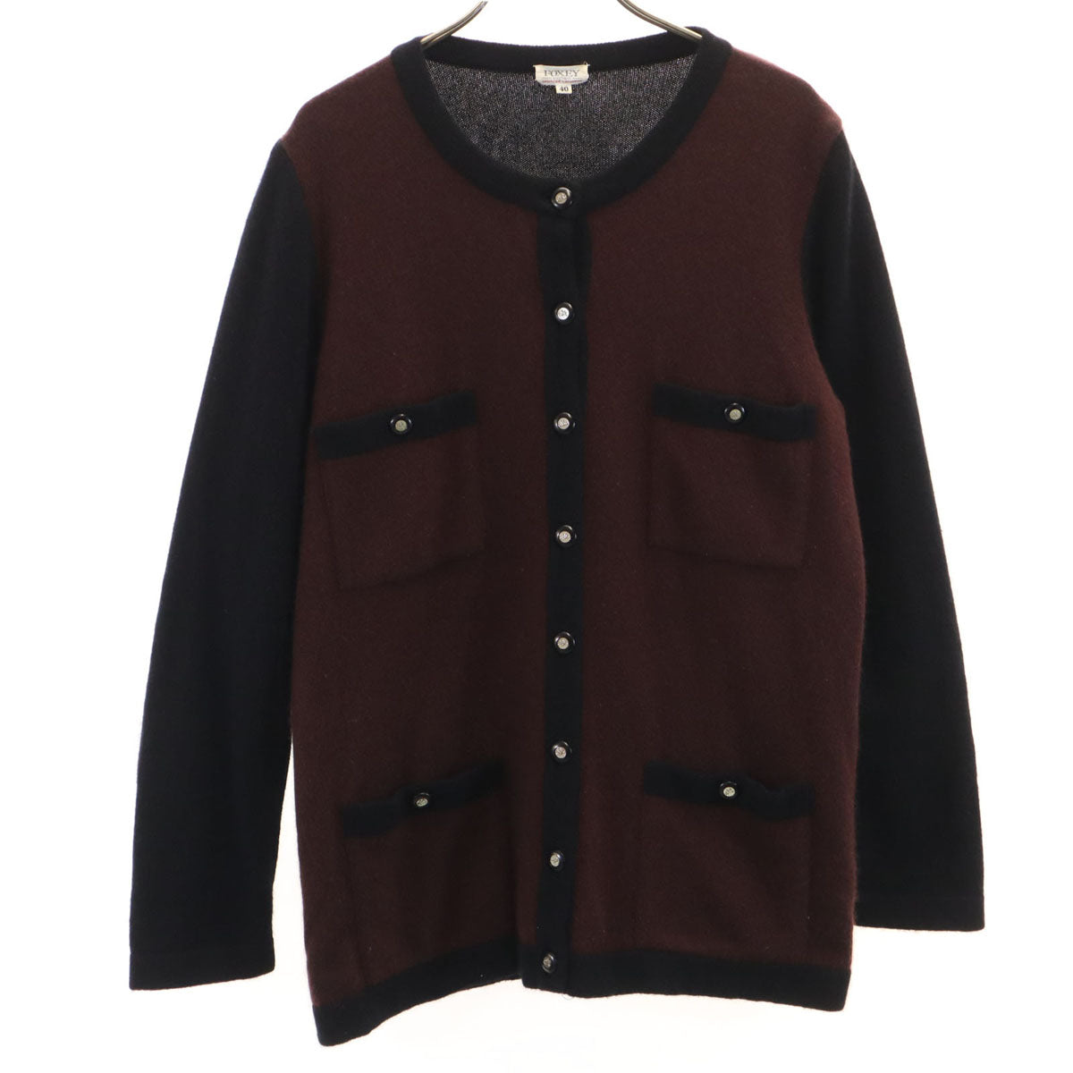 FOXEY BOUTIQUE フォクシー ブティック 日本製 長袖 ニットカーディガン 40 ブラウン レディース