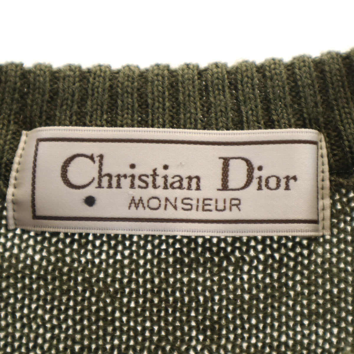 Christian Dior MONSIEUR クリスチャンディオール ムッシュ 90s 日本製 オールド 長袖 ケーブル セーター M カーキ ニット メンズ