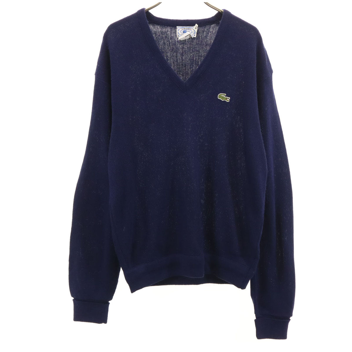 IZOD LACOSTE アイゾッドラコステ 70s ヴィンテージ 糸巻きタグ 長袖 Vネック ニット M ネイビー セーター メンズ