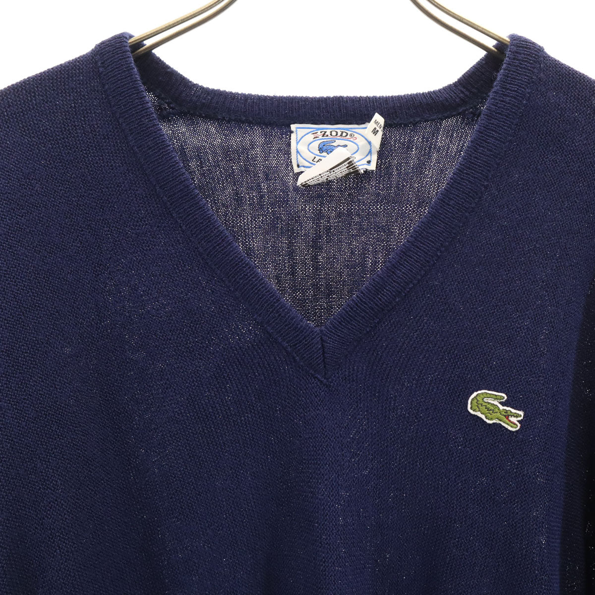 IZOD LACOSTE アイゾッドラコステ 70s ヴィンテージ 糸巻きタグ 長袖 Vネック ニット M ネイビー セーター メンズ