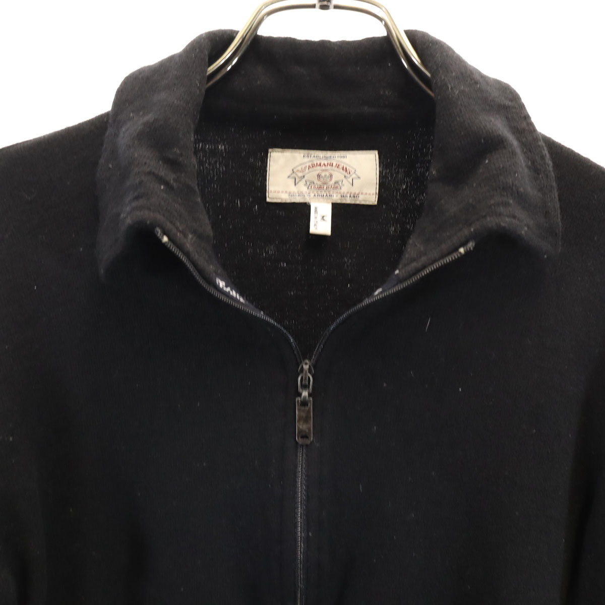 ARMANI JEANS アルマーニジーンズ 90s 00s イタリア製 オールド 長袖 ハーフジップ ニット M ブラック セーター レディース
