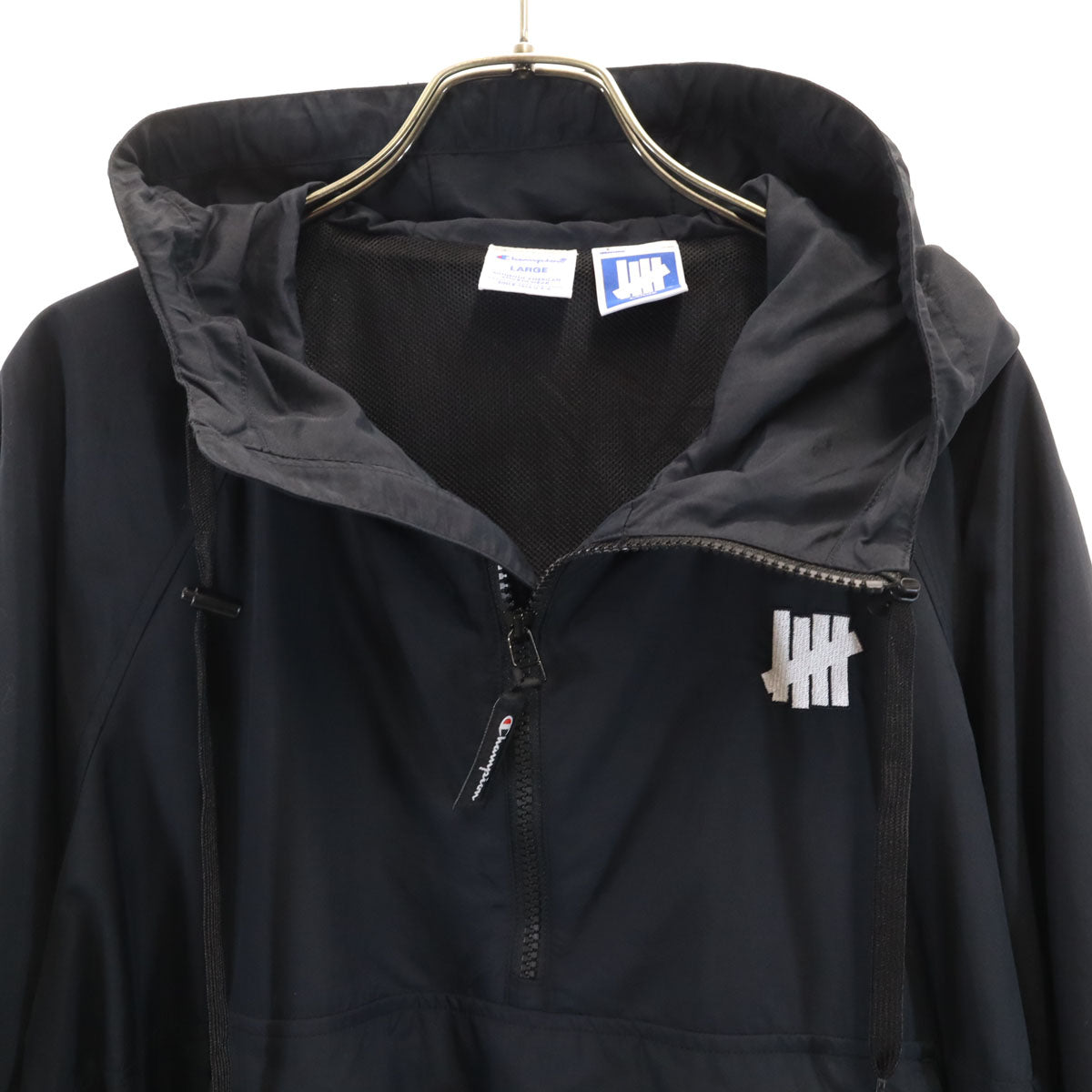 Champion チャンピオン UNDEFEATED アンディフィーテッド コラボ アノラックパーカー L ブラック メンズ