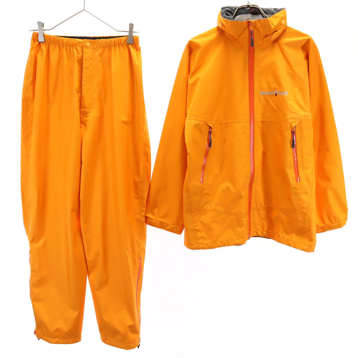 mont-bell モンベル レインジャケット 上下 セットアップ M オレンジ アウトドア レディース