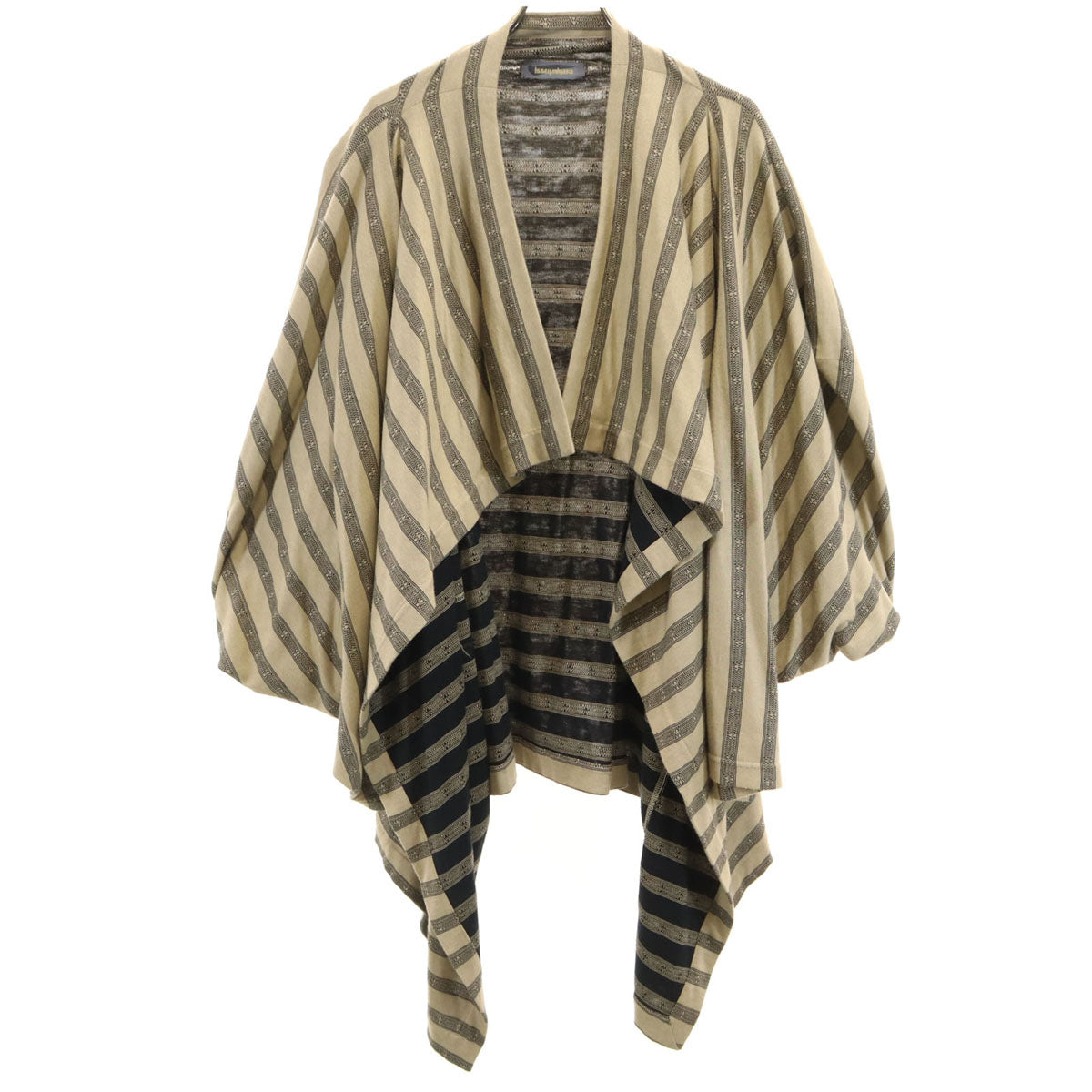 ISSEY MIYAKE イッセイミヤケ 80s 日本製 筆タグ ヴィンテージ ストライプ柄 長袖 カーディガン SM ベージュ系 レディース
