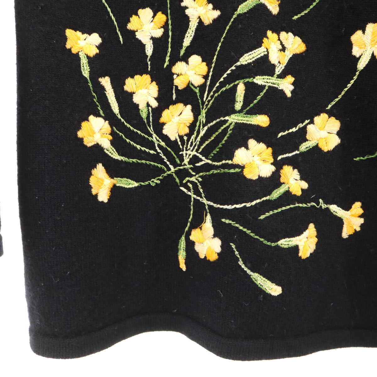 KENZO ケンゾー 90s 日本製 オールド 花刺繍 長袖 タートルネック セーター 2 ブラック ニット レディース