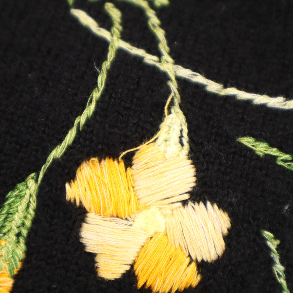 KENZO ケンゾー 90s 日本製 オールド 花刺繍 長袖 タートルネック セーター 2 ブラック ニット レディース
